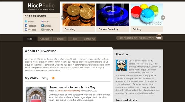 NicePFolio Template with blog (15 USD)