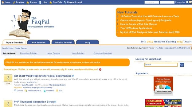 FAQ PAL - tutorials and resources for webmasters, developers, coders and surfers