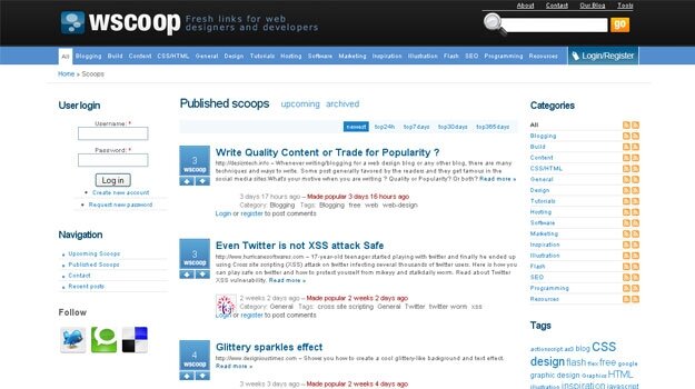 wscoop - fresh links for web developers designers