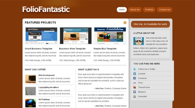 FolioFantastic Template - 10 Color Schemes (15 USD)