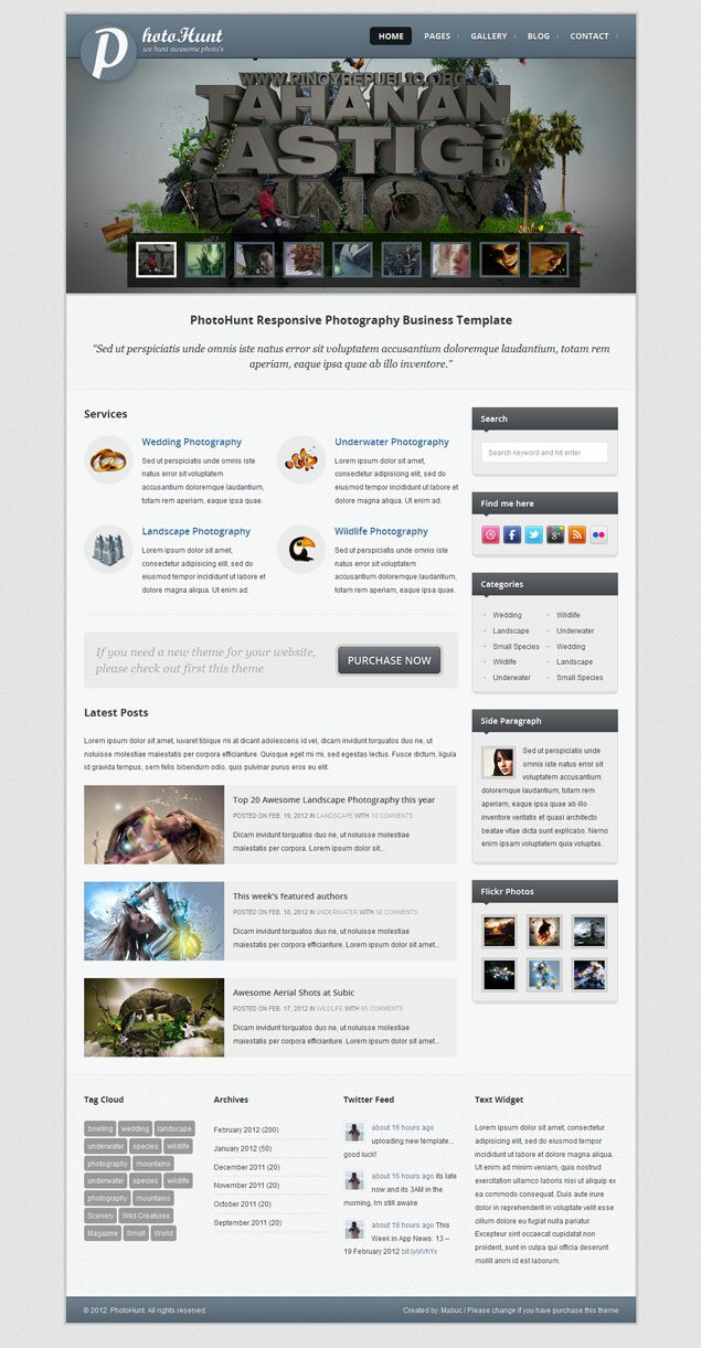PhotoHunt: Responsive Photography Business Theme